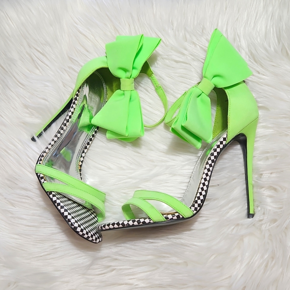 Neon green, Christian Cowan, about 5 inches heels in US 8
